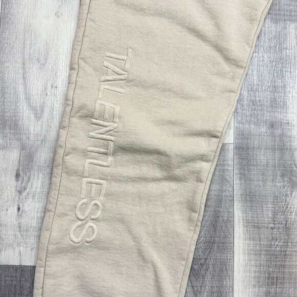 ✅Mens L Talentless Sweatpants Embroidered Logo Ivory/Bone Joggers Y2K Streetwear - Picture 6 of 11